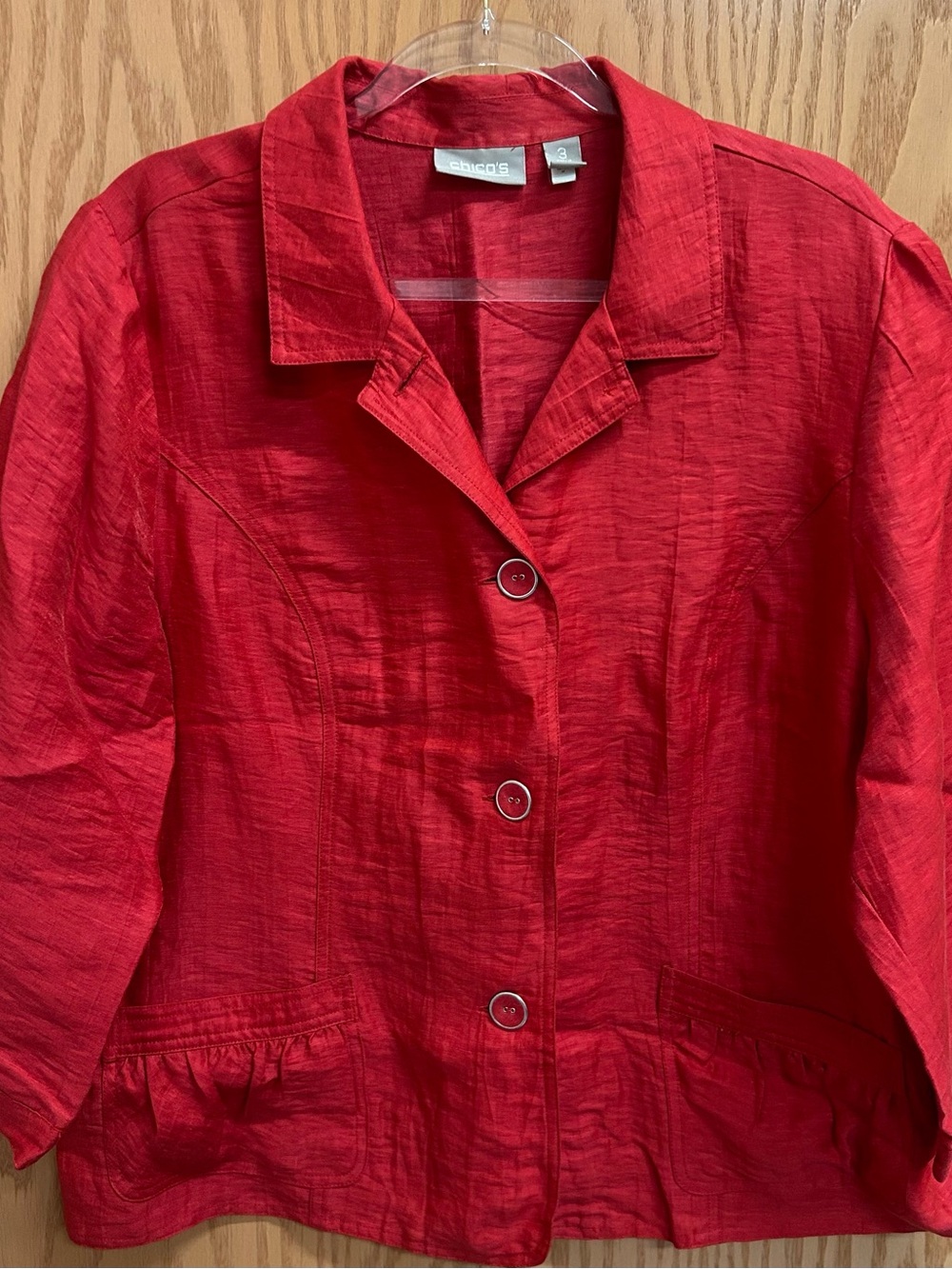 Chico's Vibrant Red Button-Front Blazer Jacket